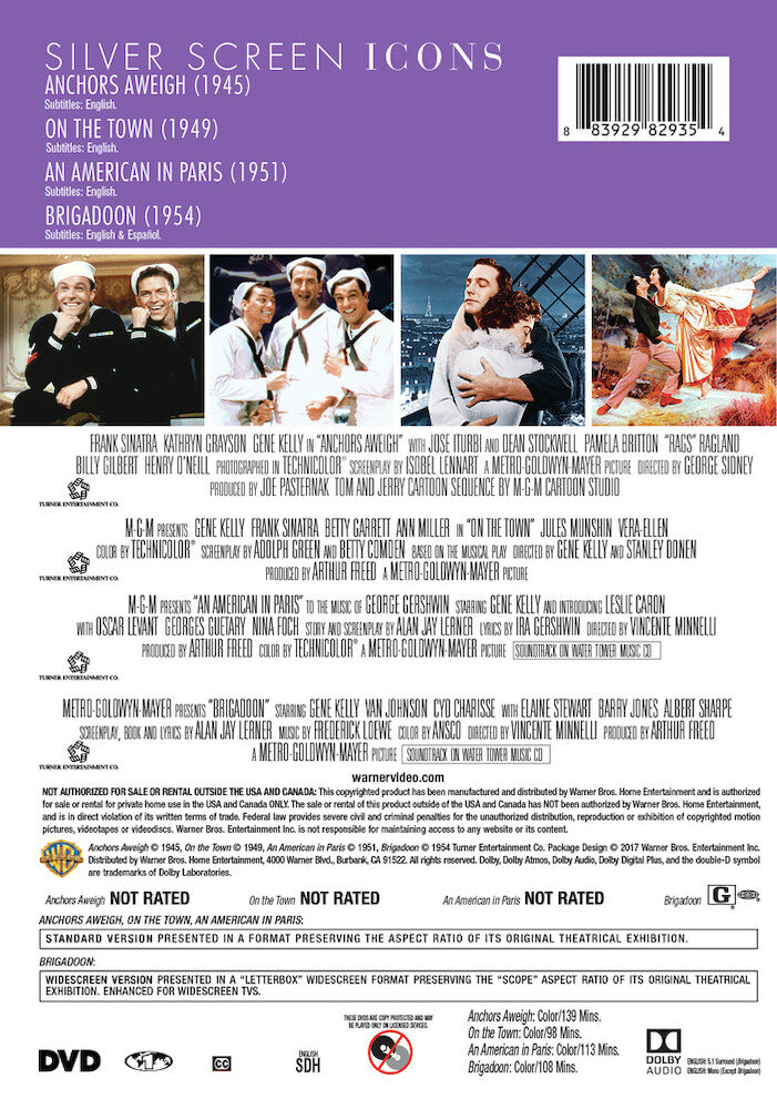 silver screen icons: gene kelly - Back Panel - DVD