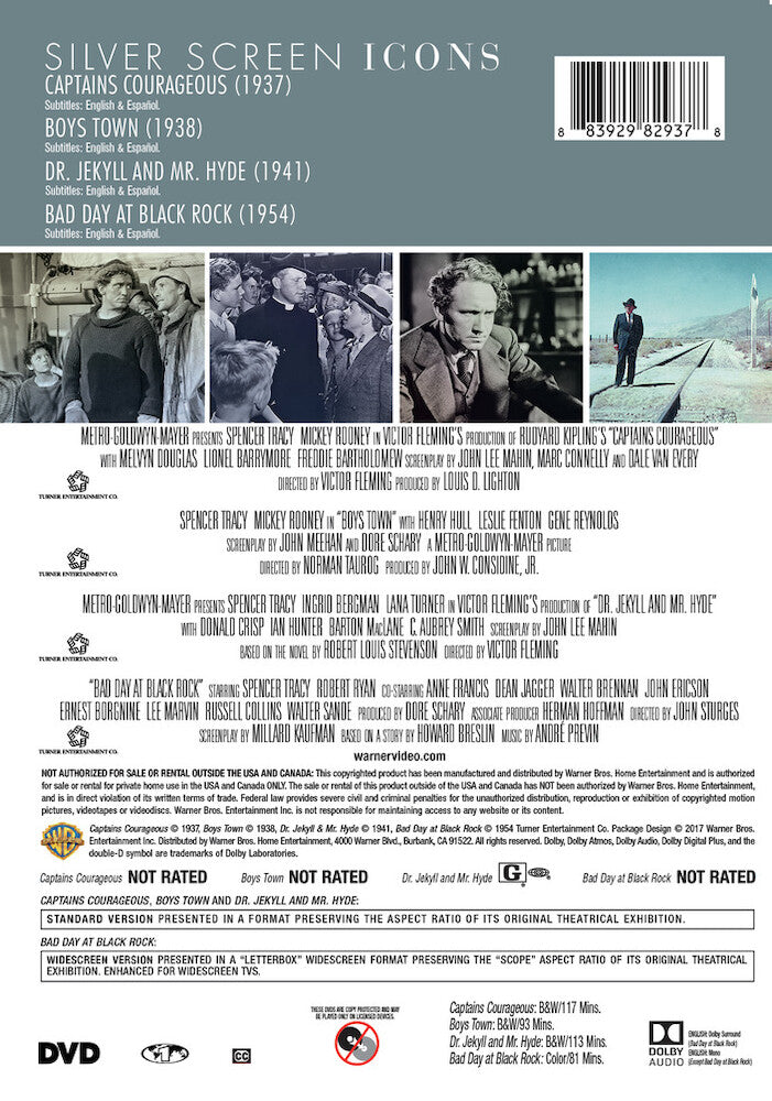 silver screen icons: spencer tracy - Back Panel - DVD