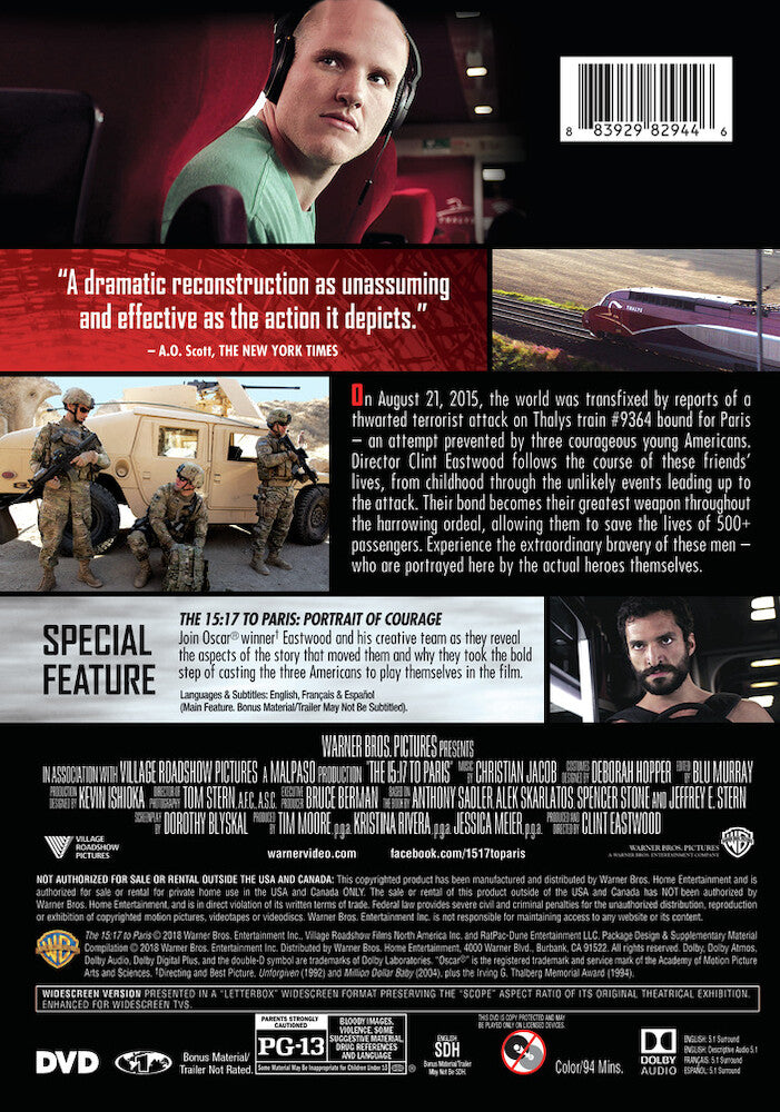 the 15:17 to paris - Back Panel - DVD