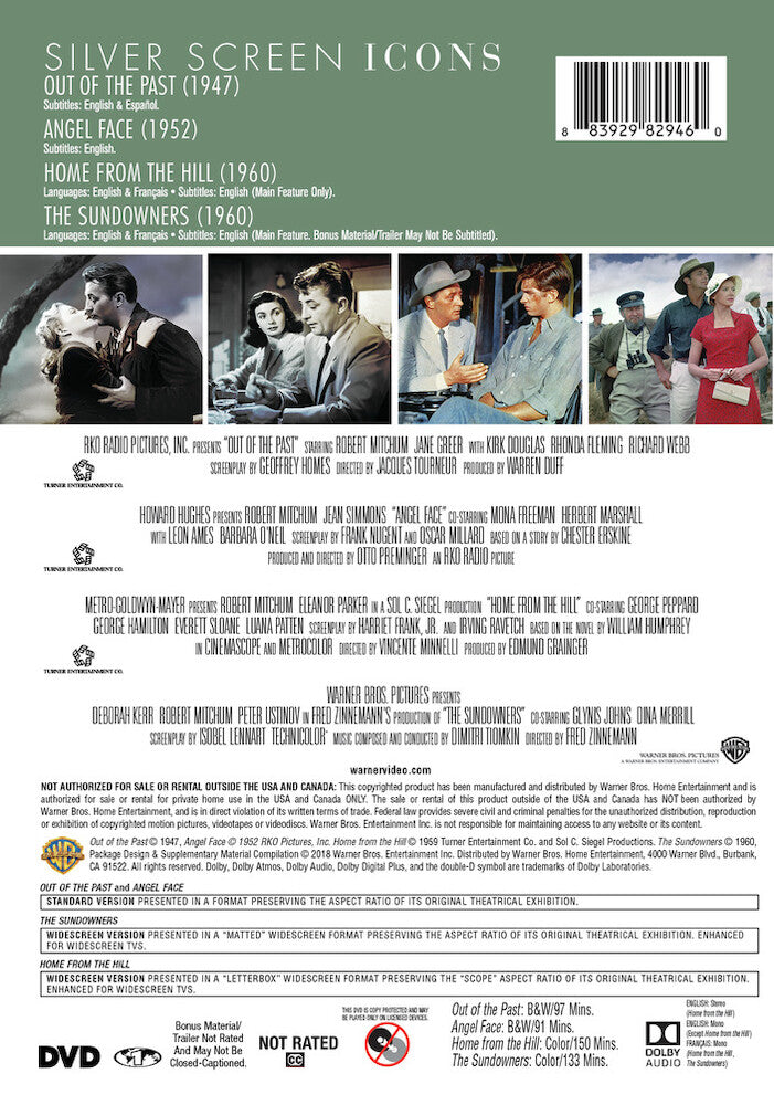 silver screen icons: robert mitchum - Back Panel - DVD