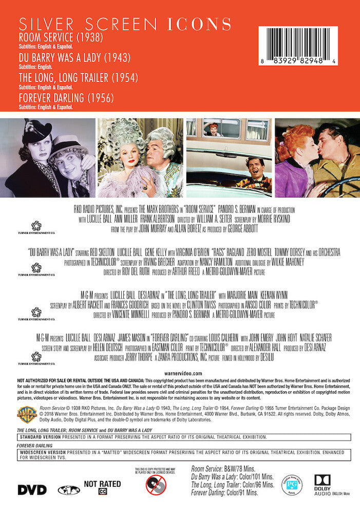 silver screen icons: legends - lucille ball - Back Panel - DVD