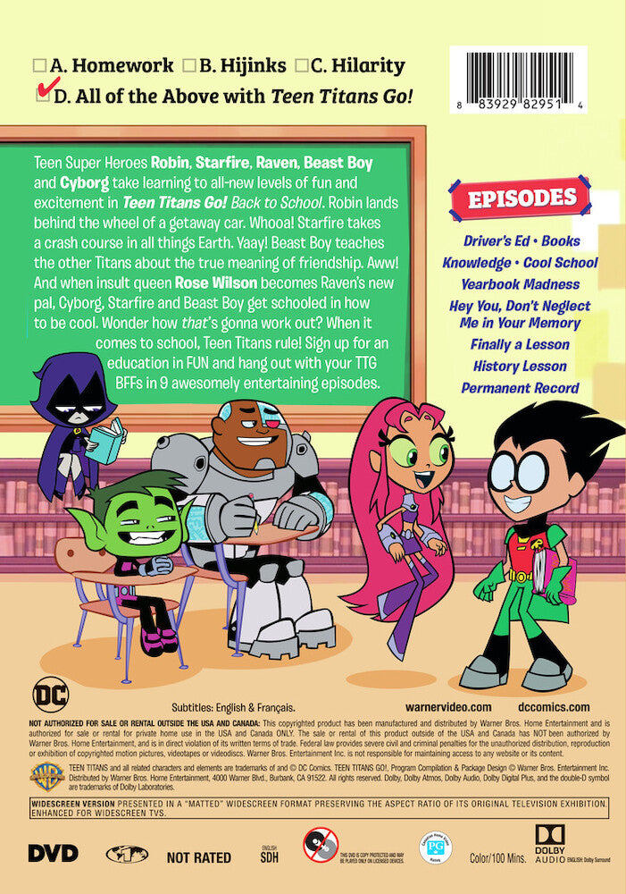 teen titans go! back to school - Back Panel - DVD
