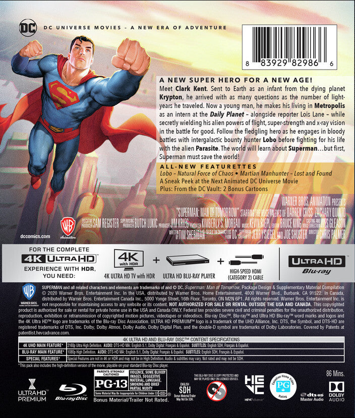 superman: man of tomorrow - Back Panel - 4K UHD