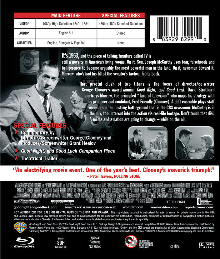 good night and good luck - Back Panel - Blu-ray