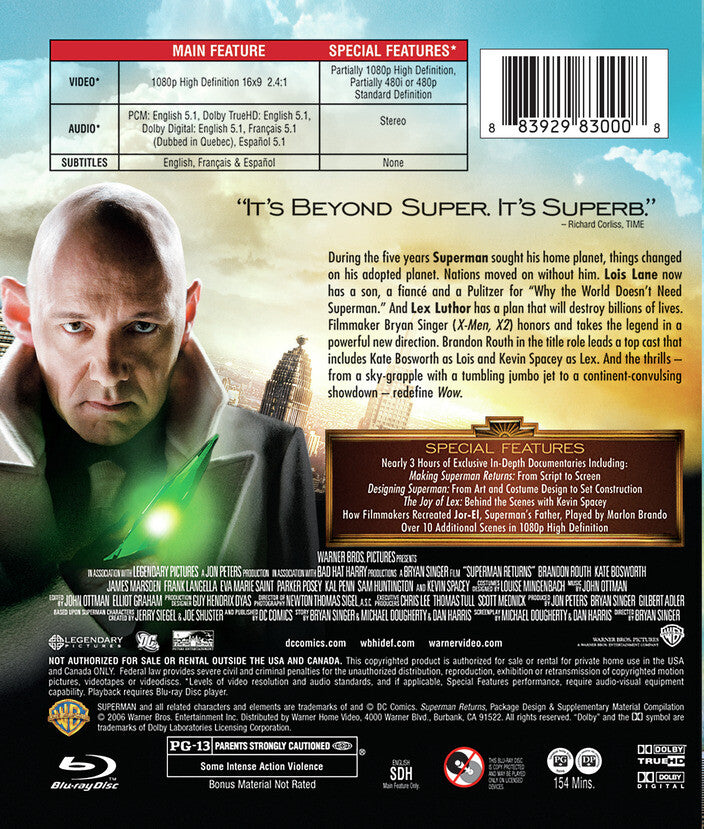 Superman Returns [Blu-ray] - Back Panel - 