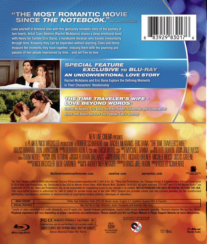 the time traveler's wife - Back Panel - Blu-ray