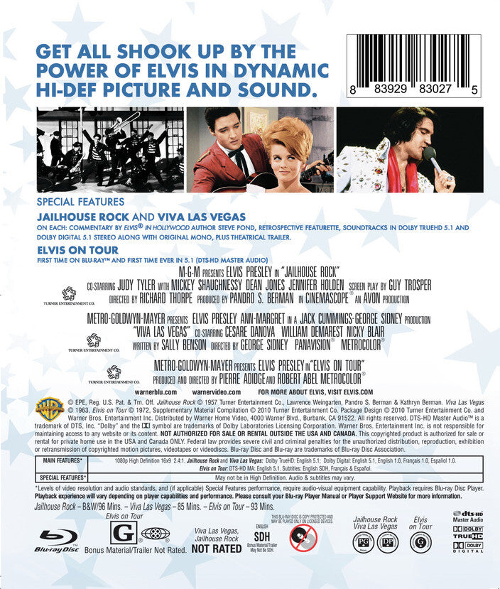 Elvis Collection - Elvis on Tour, Viva Las Vegas, Jailhouse Rock [Blu-ray] - Back Panel - 