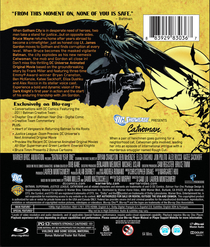 dcu batman year one - Back Panel - Blu-ray