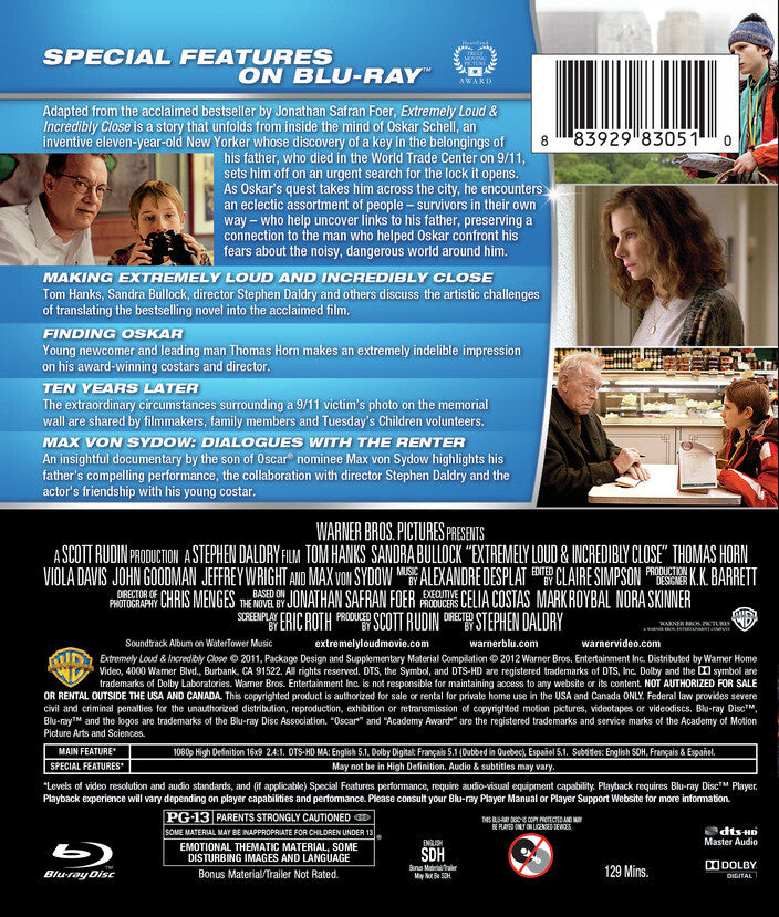 extremely loud and incredibly close - Back Panel - Blu-ray