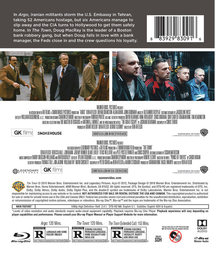 Argo (2012)-The Town (2010) [Blu-ray] - Back Panel - 