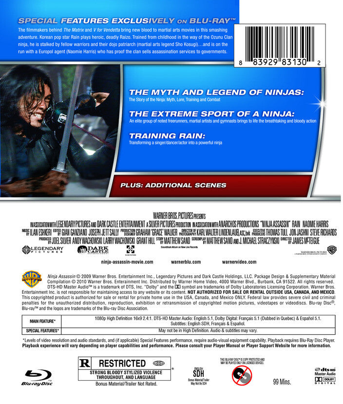 ninja assassin - Back Panel - Blu-ray