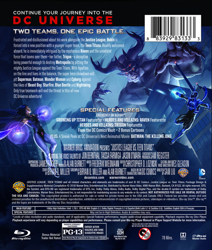 justice league vs teen titans (deluxe edition) - Back Panel - Blu-ray