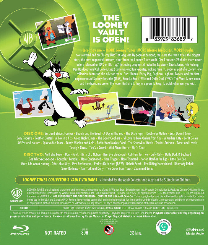 looney tunes: collector's vault vol. 1 - Back Panel - Blu-ray