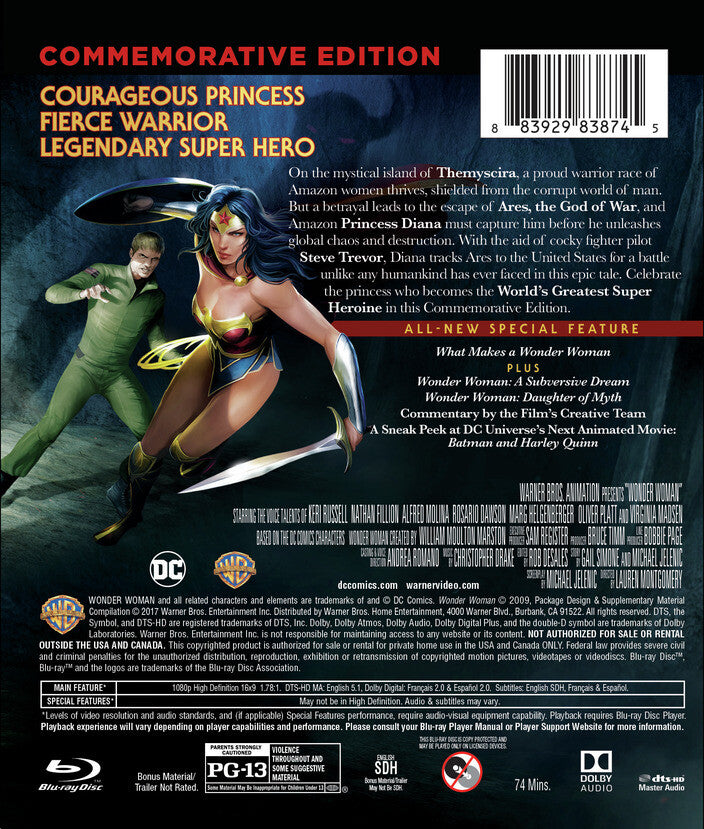 dcu: wonder woman commemorative edition mfv - Back Panel - Blu-ray