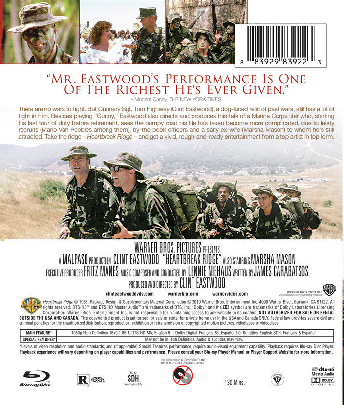 heartbreak ridge - Back Panel - Blu-ray
