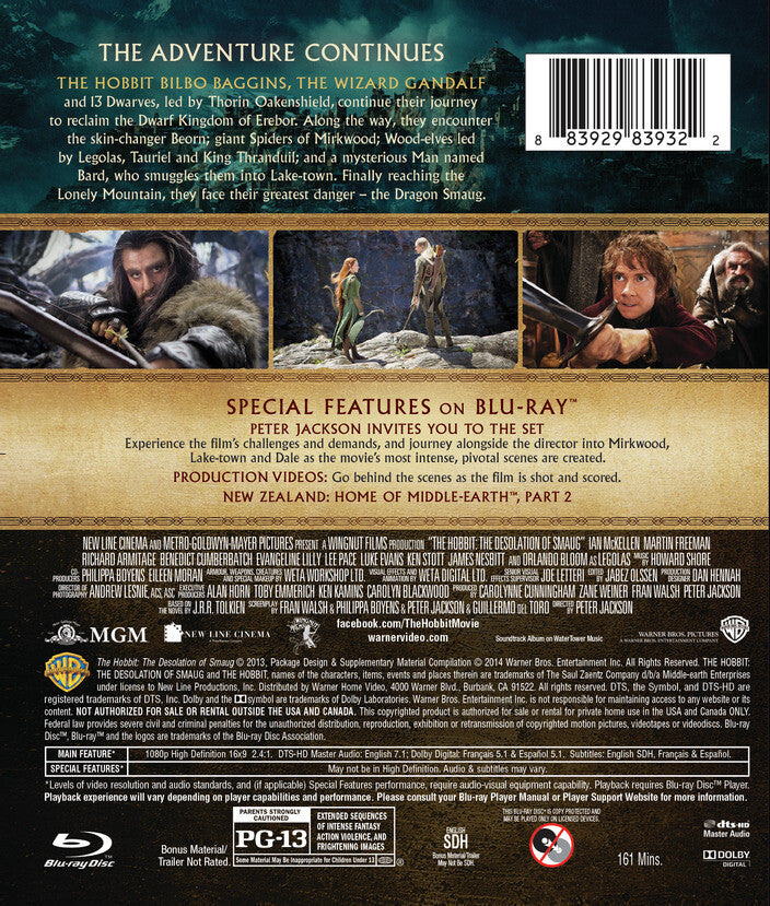 the hobbit: the desolation of smaug - Back Panel - Blu-ray