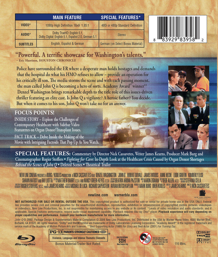 john q - Back Panel - Blu-ray