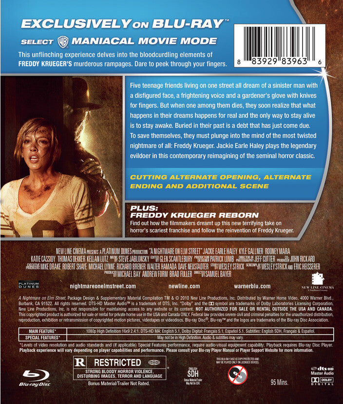 a nightmare on elm street (2010) - Back Panel - Blu-ray