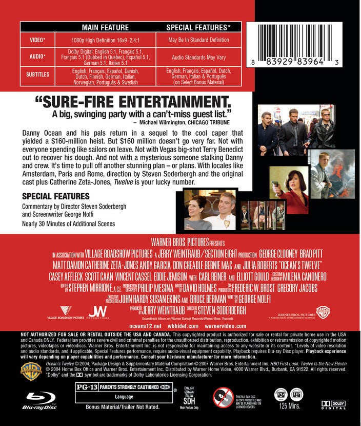 Ocean's Twelve [Blu-ray] - Back Panel - 
