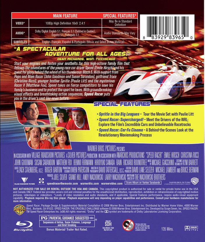 speed racer - Back Panel - Blu-ray
