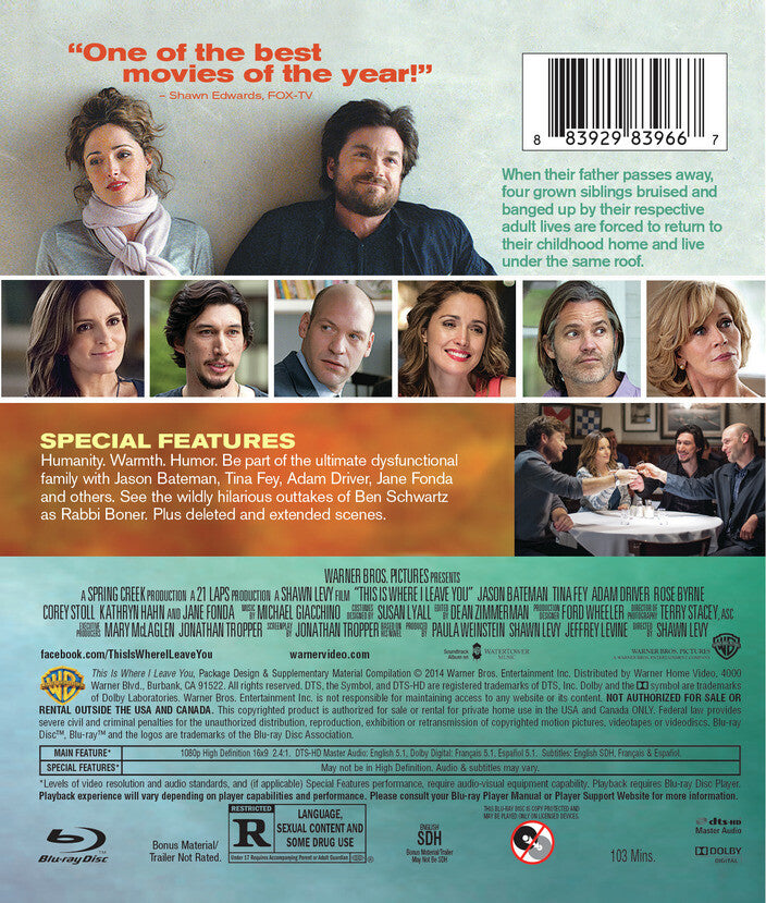 this is where i leave you - Back Panel - Blu-ray