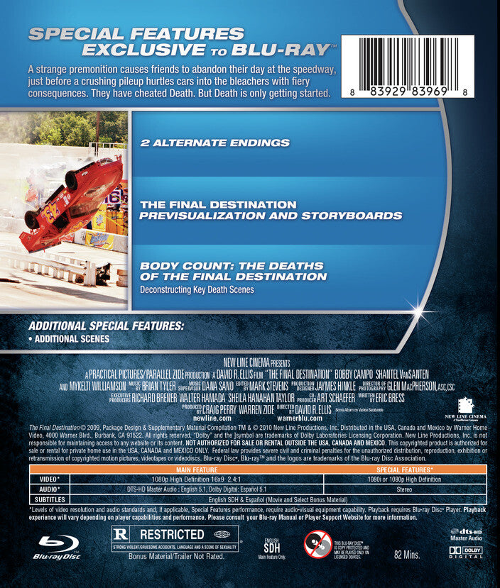 the final destination (2009) - Back Panel - Blu-ray