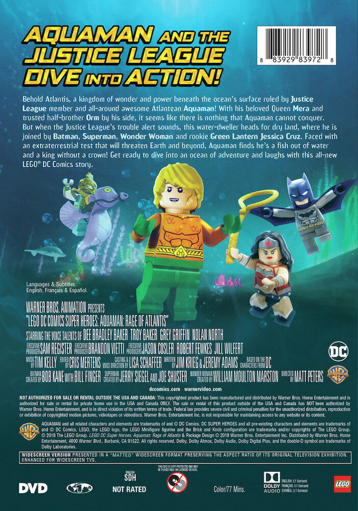lego dc super heroes: aquaman: rage of atlantis - Back Panel - DVD