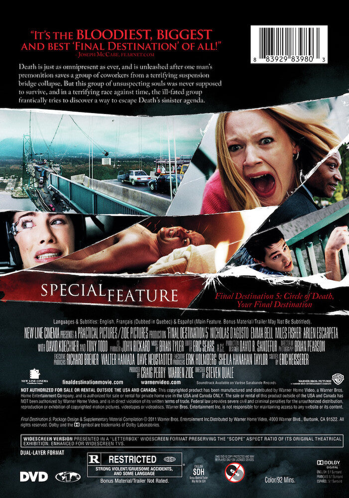 final destination 5 - Back Panel - DVD