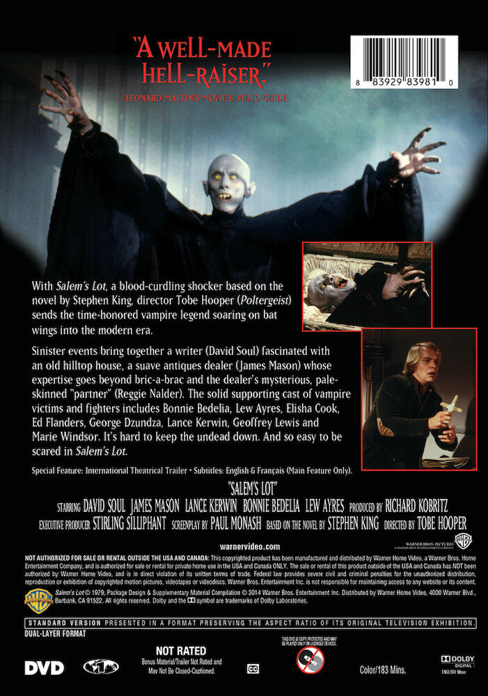 salem's lot: the miniseries (1979) - Back Panel - DVD