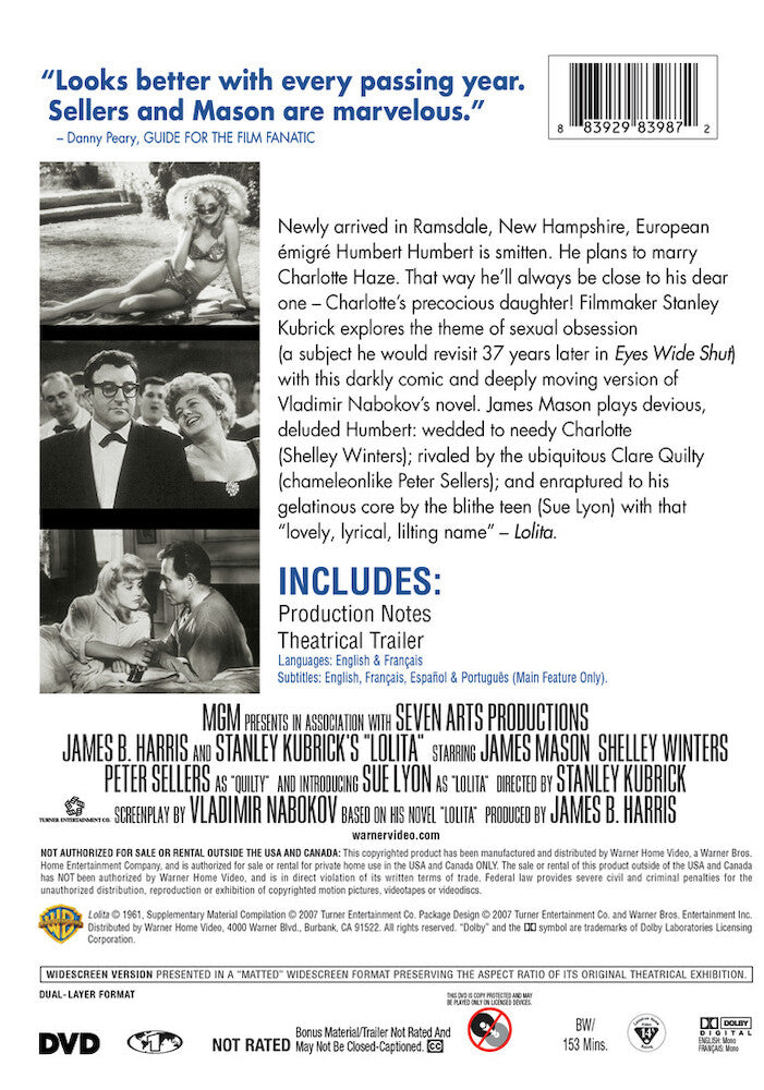lolita (1962) - Back Panel - DVD