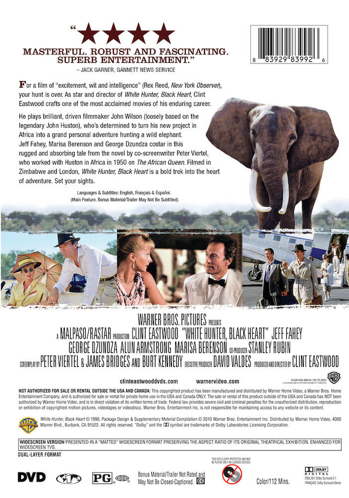 white hunter, black heart - Back Panel - DVD