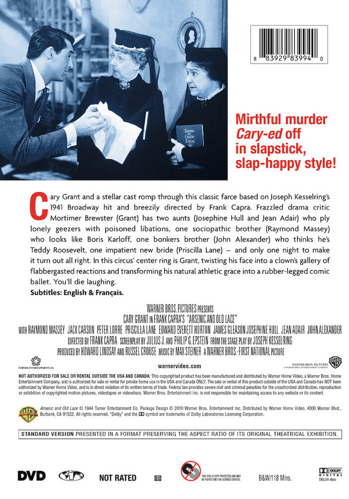 arsenic and old lace - Back Panel - DVD