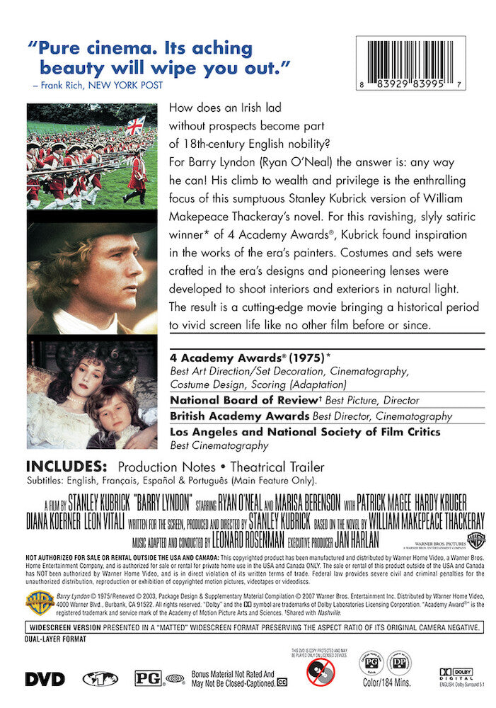 barry lyndon - Back Panel - DVD