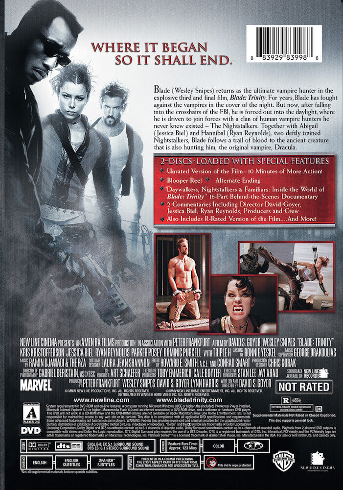 blade: trinity (unrated) - Back Panel - DVD