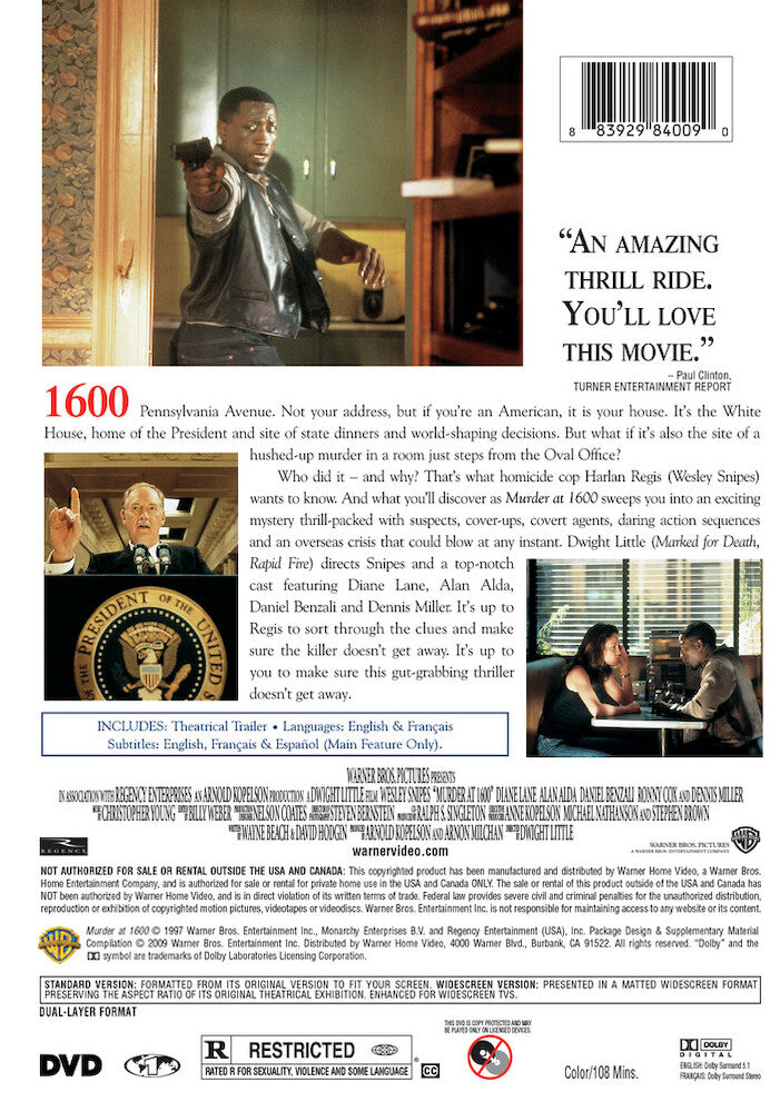 murder at 1600 - Back Panel - DVD