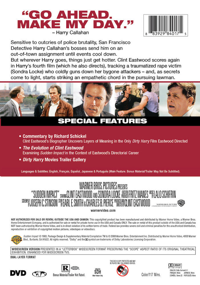 sudden impact: deluxe edition - Back Panel - DVD