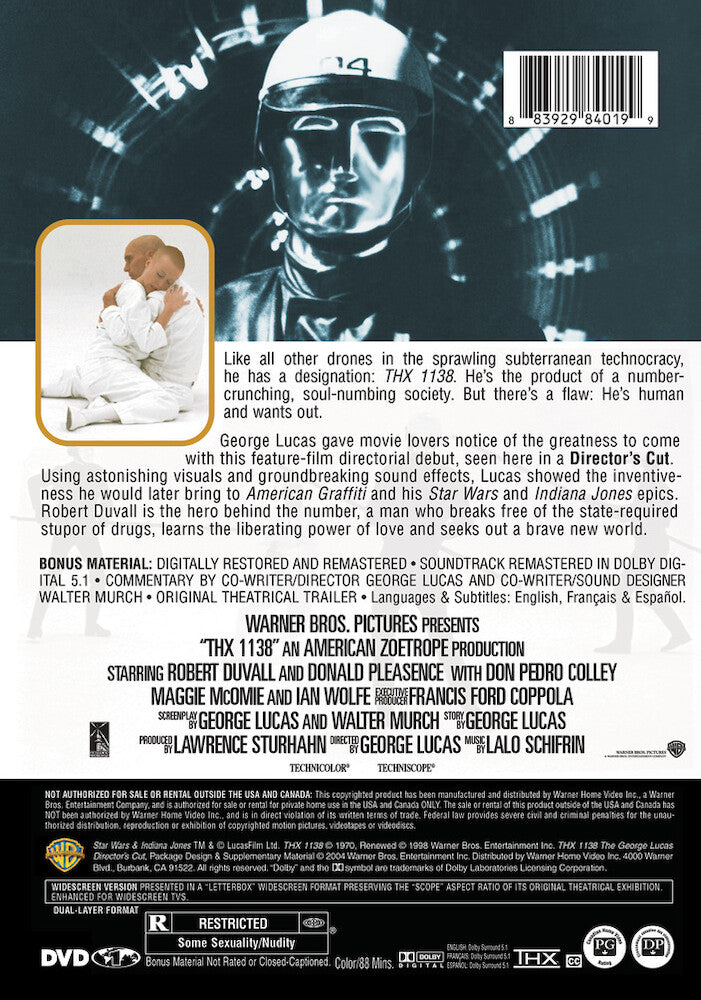 thx 1138: the george lucas director's cut - Back Panel - DVD