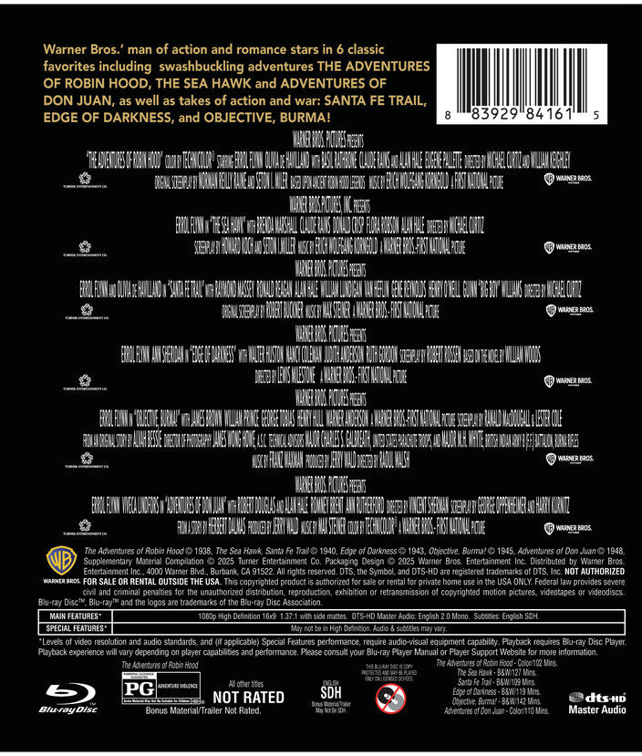 errol flynn - 6 film collection - Back Panel - Blu-ray