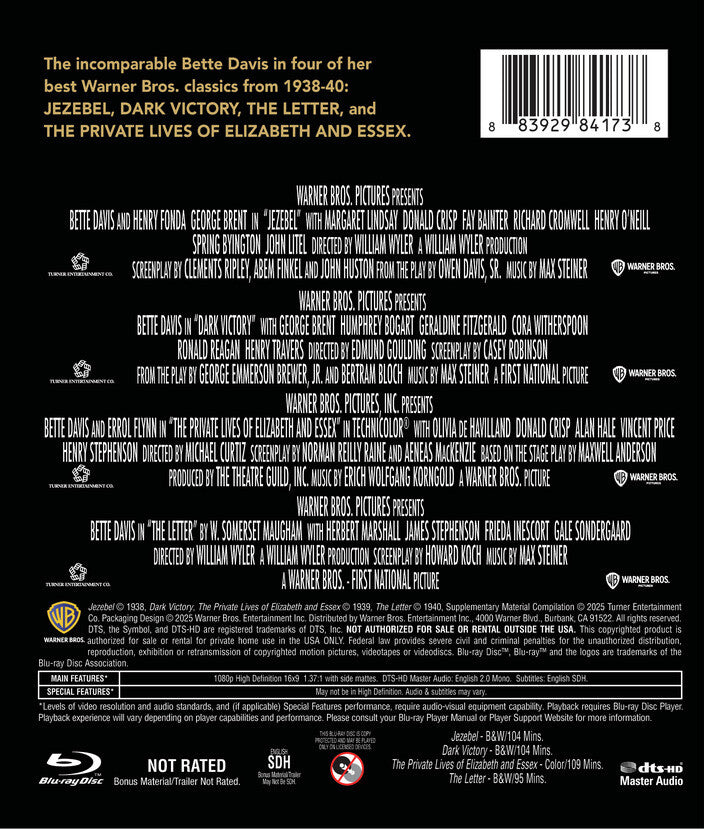 bette davis collection - Back Panel - Blu-ray