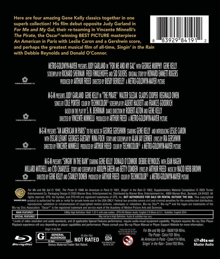 gene kelly 4-film collection (bd) - Back Panel - Blu-ray