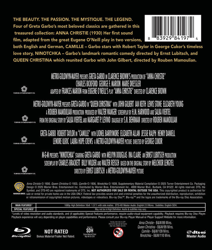 greta garbo - 4 film collection - Back Panel - Blu-ray