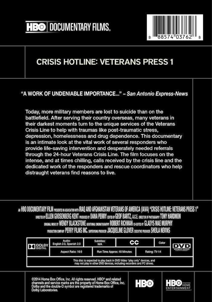 crisis hotline: veterans press 1 - Back Panel - DVD