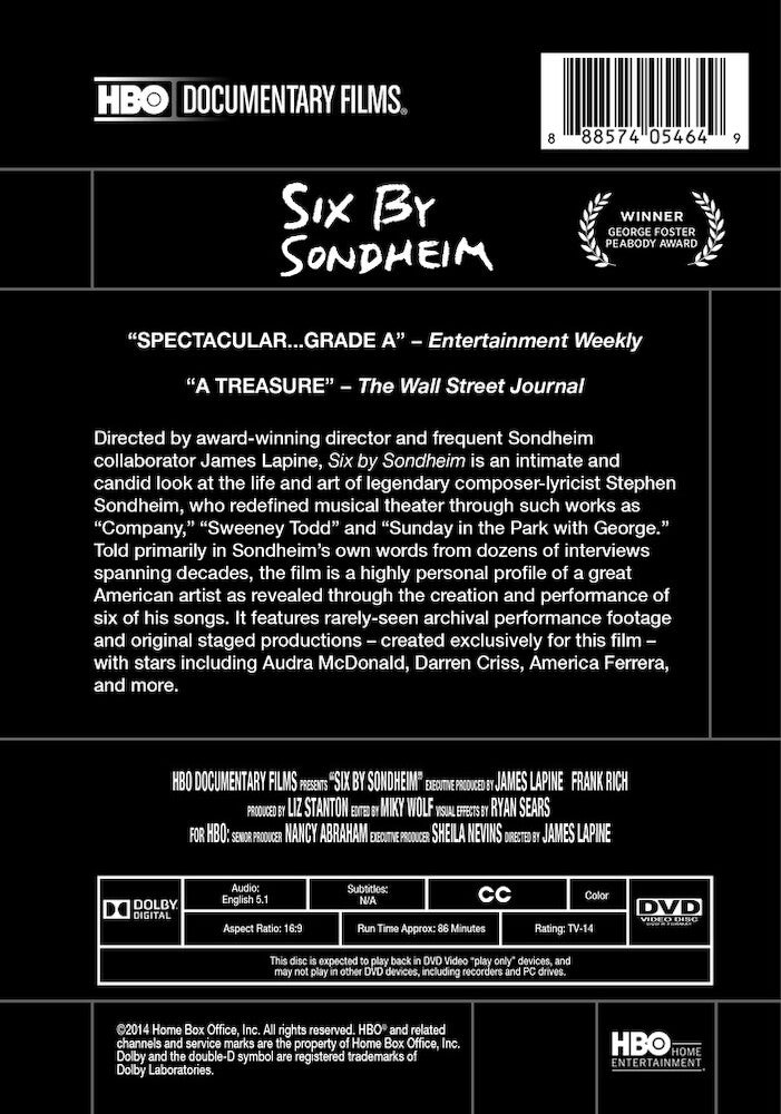 six by sondheim - Back Panel - DVD