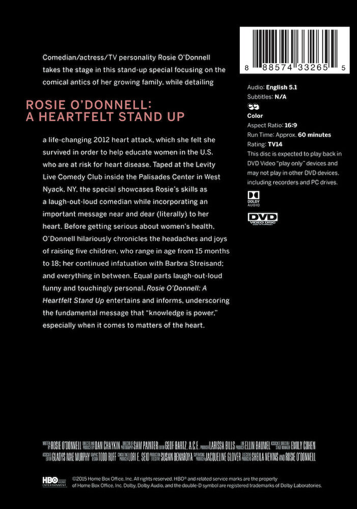 Rosie O'Donnell: A Heartfelt Stand Up - Back Panel - 