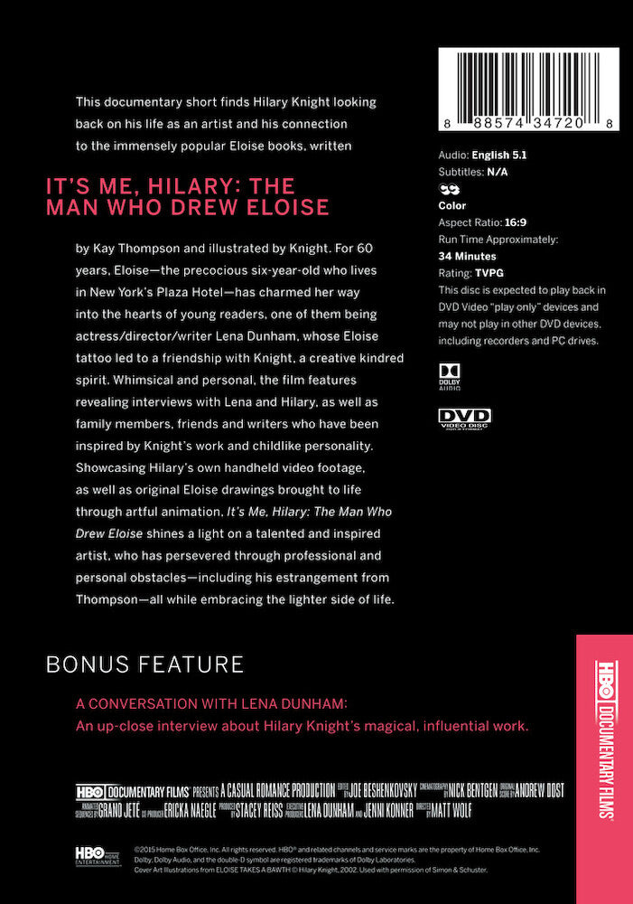 it's me hilary: the man who drew eloise - Back Panel - DVD