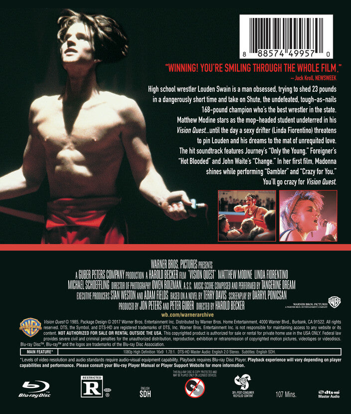 Vision Quest [Blu-ray] - Back Panel - 