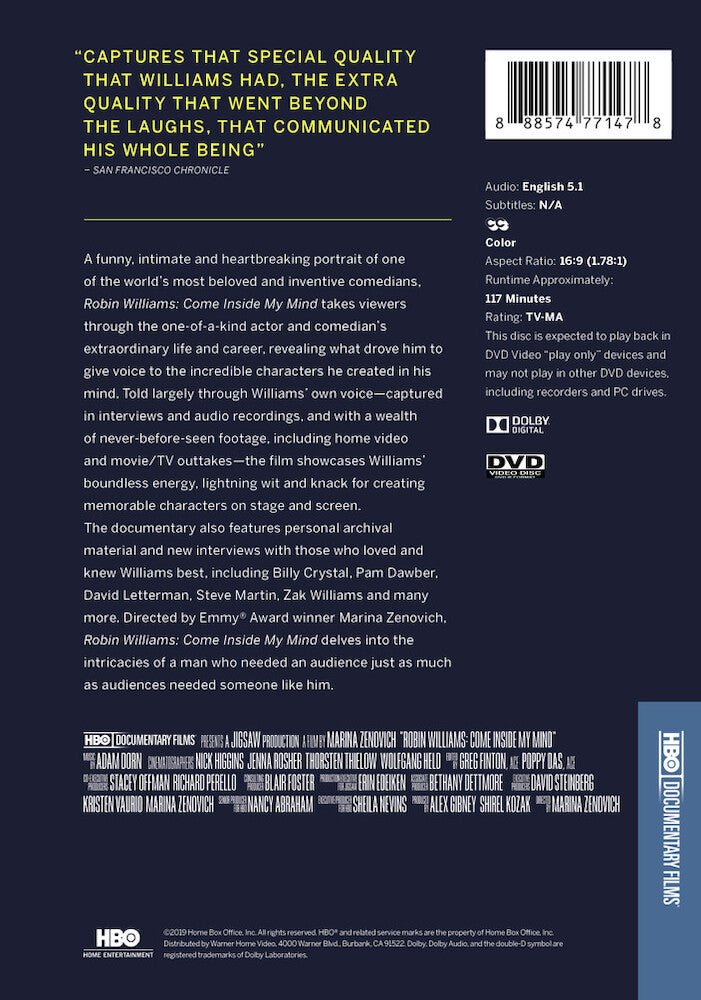 robin williams: come inside my mind - Back Panel - DVD